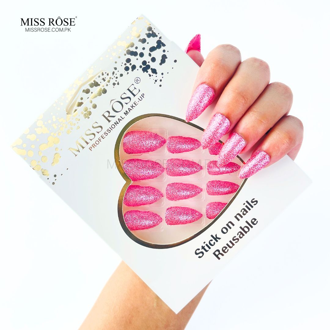 Miss Rose Glitter Chunk Stick-On Nails