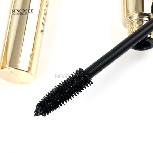 Miss Rose Cat Eye Mascara wand with black volumizing and lengthening formula