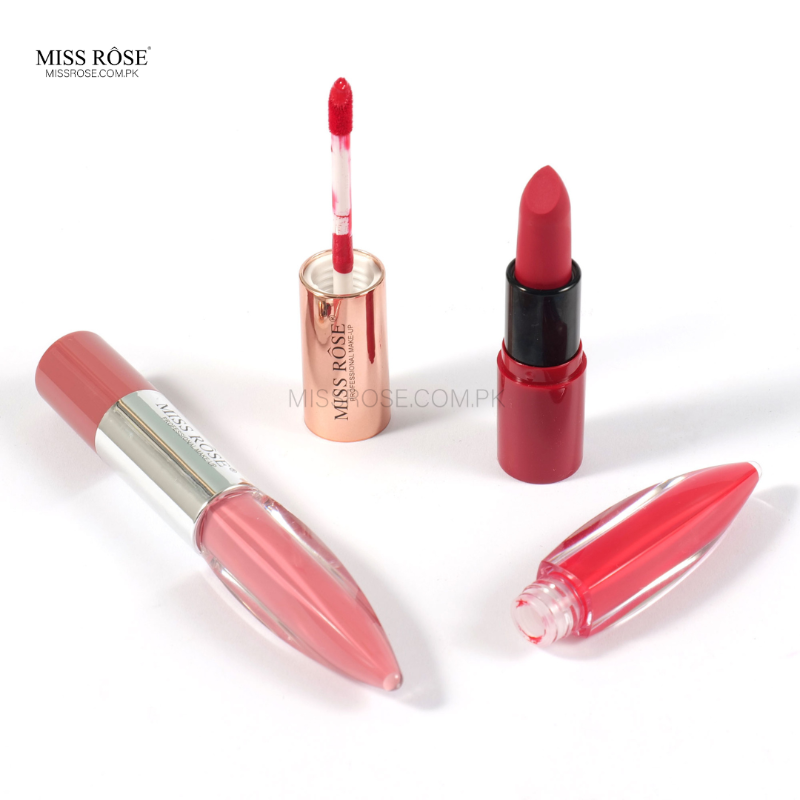 Miss Rose Dual-Ended Matte Lipstick & Lip Gloss - Miss Rose Com Pk