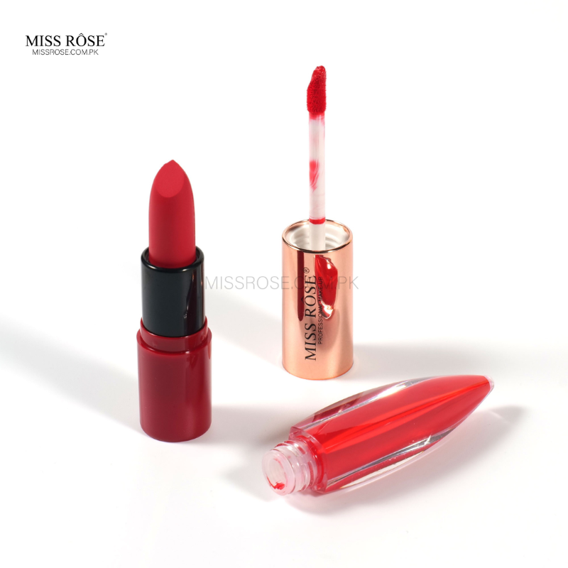 Miss Rose Dual-Ended Matte Lipstick & Lip Gloss - Miss Rose Com Pk
