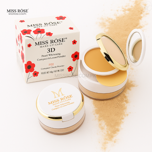 Miss Rose 3D Pearl Whitening Compact Powder & Loose Powder - Miss Rose Com Pk