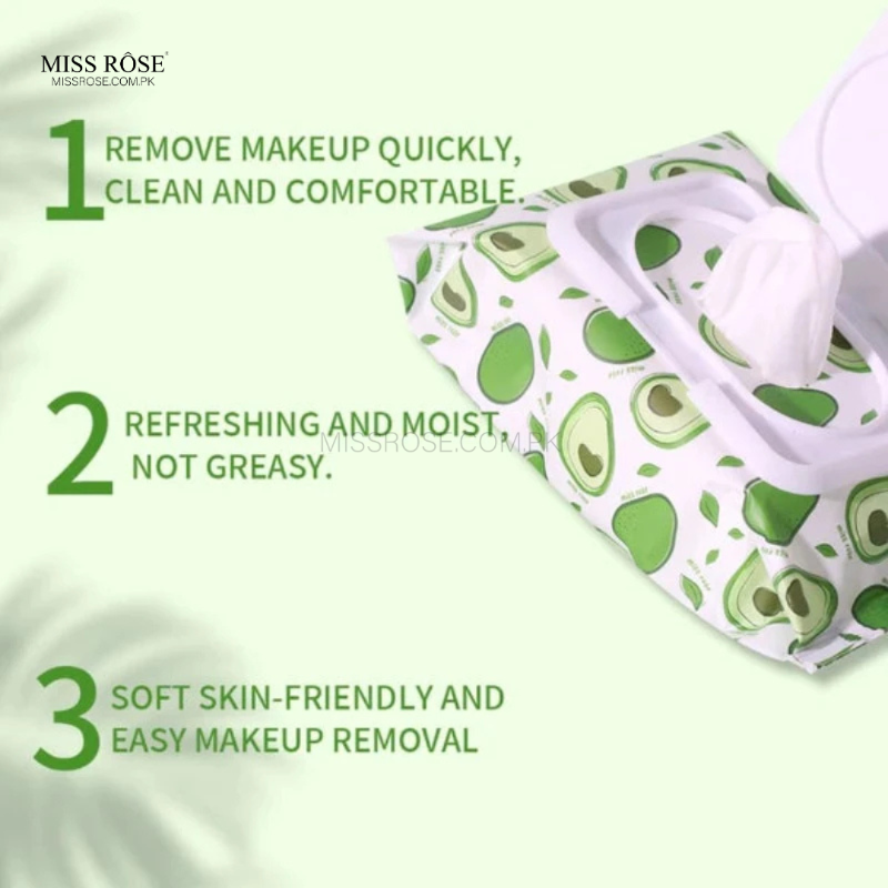 Miss Rose Avocado beauty concept facial cleaning wipes - Miss Rose Com Pk