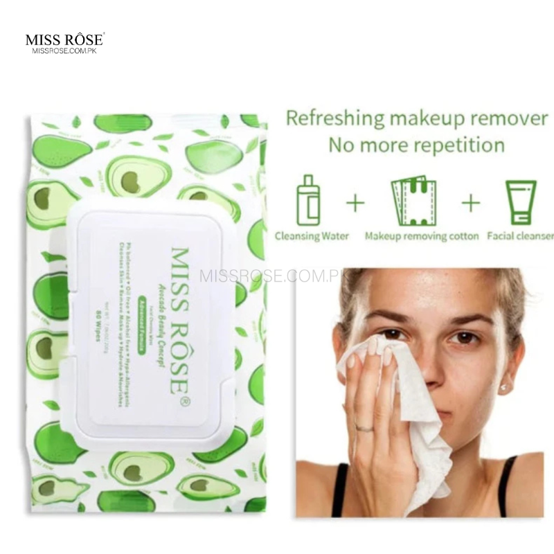 Miss Rose Avocado beauty concept facial cleaning wipes - Miss Rose Com Pk