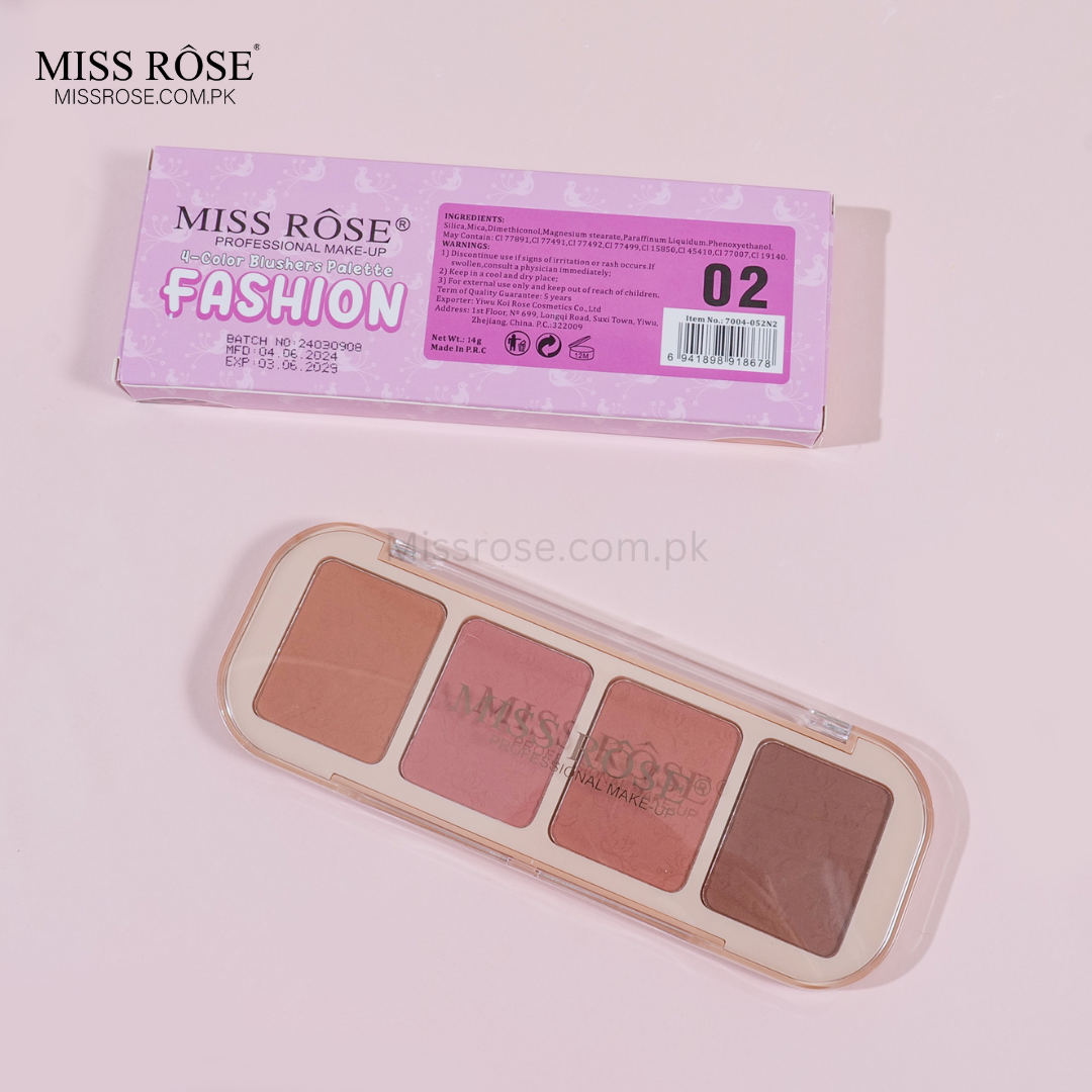Miss Rose ButterBlend 4-Color Blush Palette - Miss Rose Com Pk