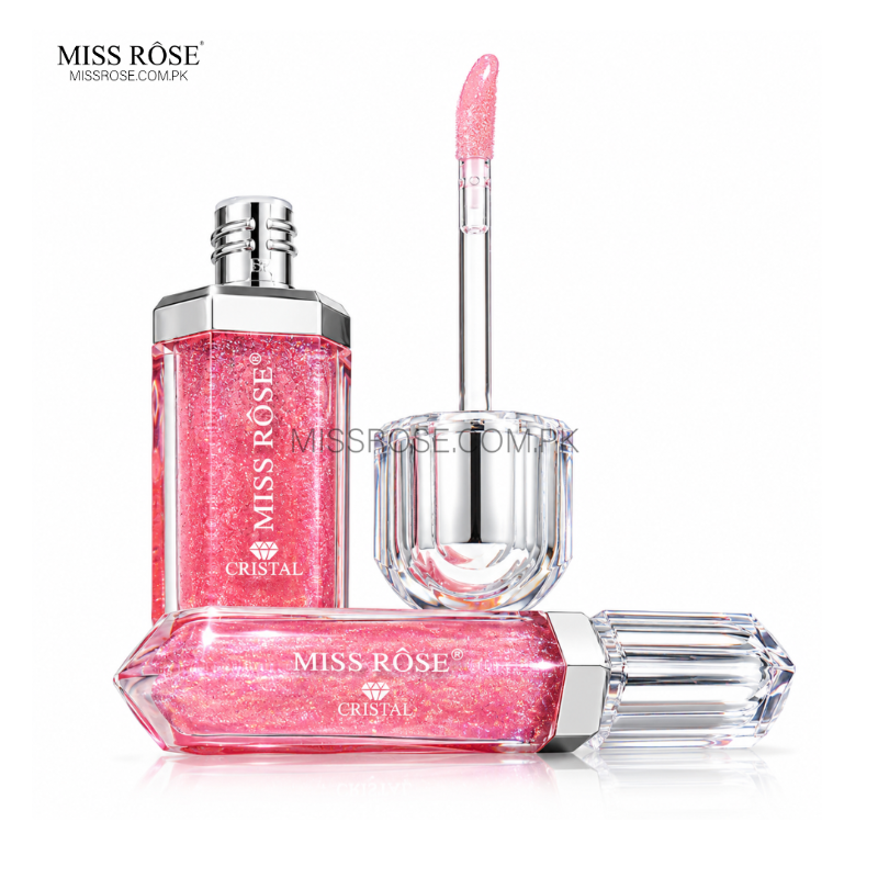 Miss Rose Crystal Lip Gloss – High Shine Glossy Finish
