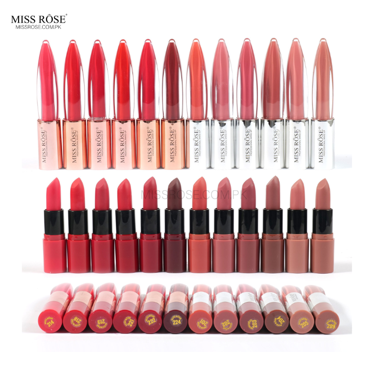 Miss Rose Dual-Ended Matte Lipstick & Lip Gloss - Miss Rose Com Pk