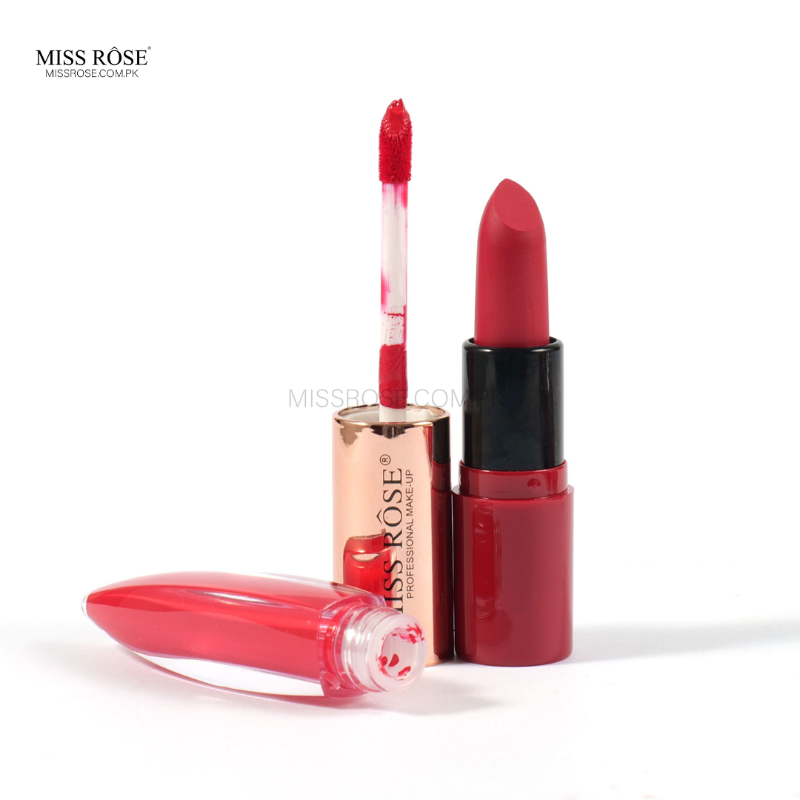 Miss Rose Dual-Ended Matte Lipstick & Lip Gloss - Miss Rose Com Pk