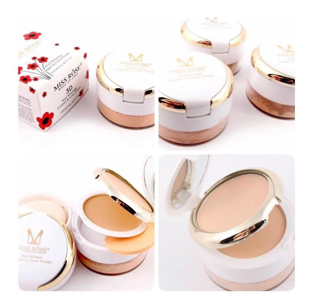 Miss Rose 3D Pearl Whitening Compact Powder & Loose Powder
