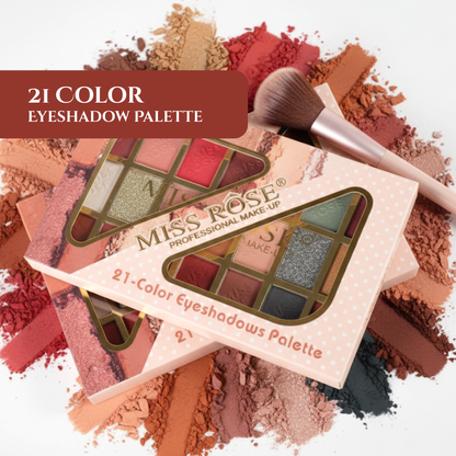 Miss Rose 21-Color Eyeshadow Palette - Miss Rose Com Pk