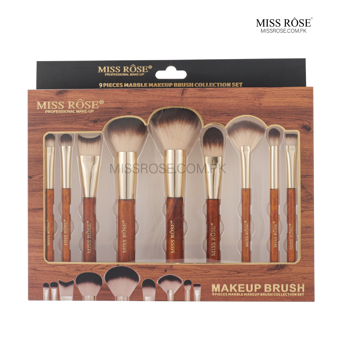 Miss Rose 9 Pieces Marble Makeup Brush Collection Set