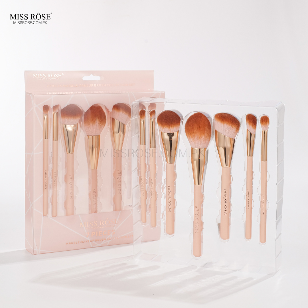 Miss Rose 7-Piece Marble Makeup Brush Collection Set - Miss Rose Com Pk
