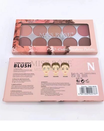 Miss Rose 10-Color Blushers Palette