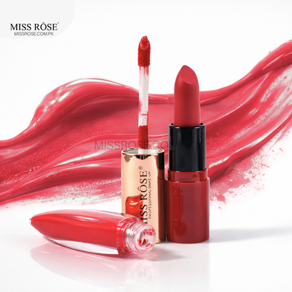 Miss Rose Dual-Ended Matte Lipstick & Lip Gloss - Miss Rose Com Pk