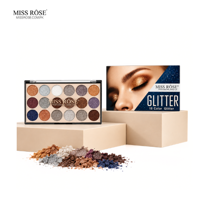 Miss Rose 18-Color Sequin Glitter Eyeshadow Palette - Miss Rose Com pk