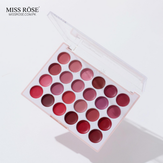 Miss Rose 24-Color All-Round Matte Moisturizing Lipstick Palette - Miss Rose Com Pk