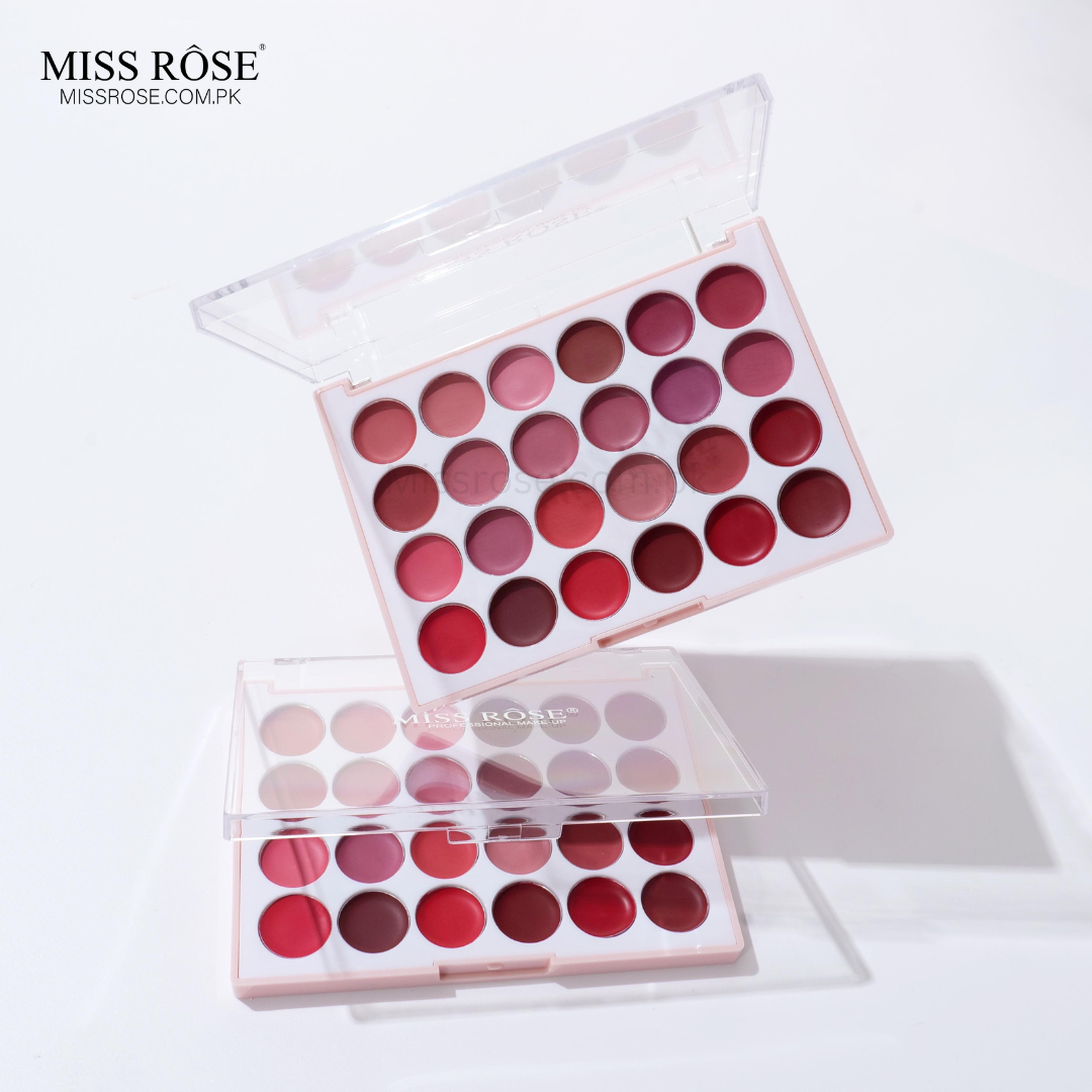 Miss Rose 24-Color All-Round Matte Moisturizing Lipstick Palette - Miss Rose Com Pk