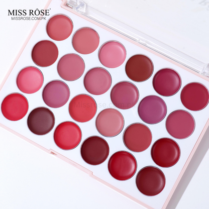 Miss Rose 24-Color All-Round Matte Moisturizing Lipstick Palette - Miss Rose Com Pk