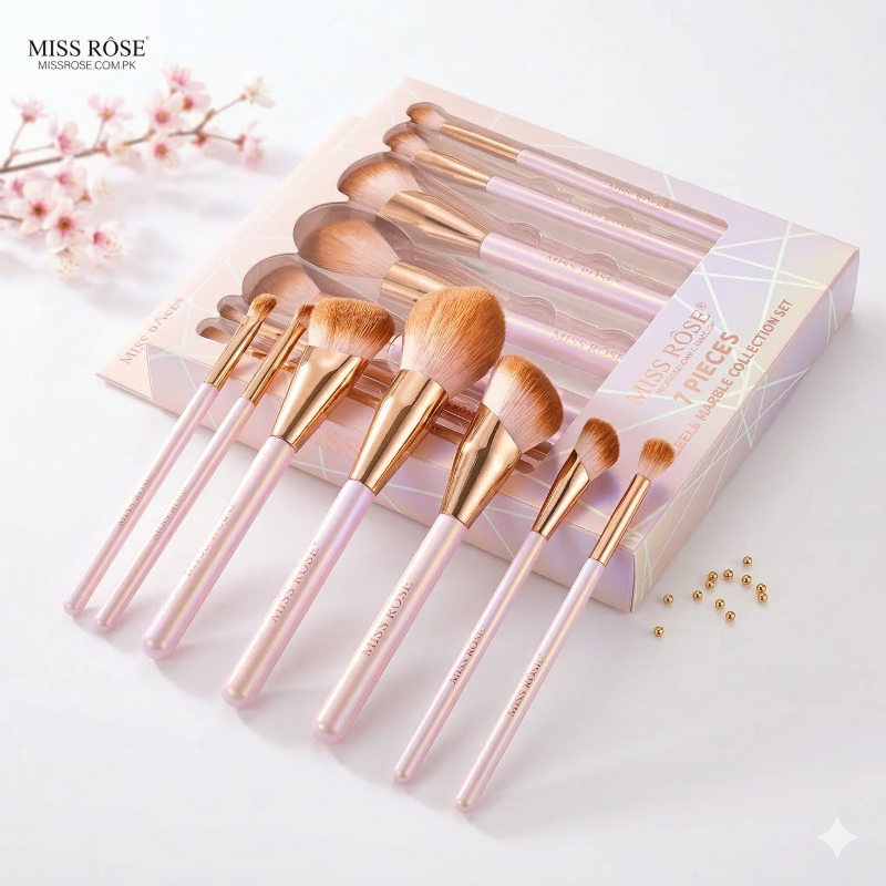 Miss Rose 7-Piece Marble Makeup Brush Collection Set - Miss Rose Com k

