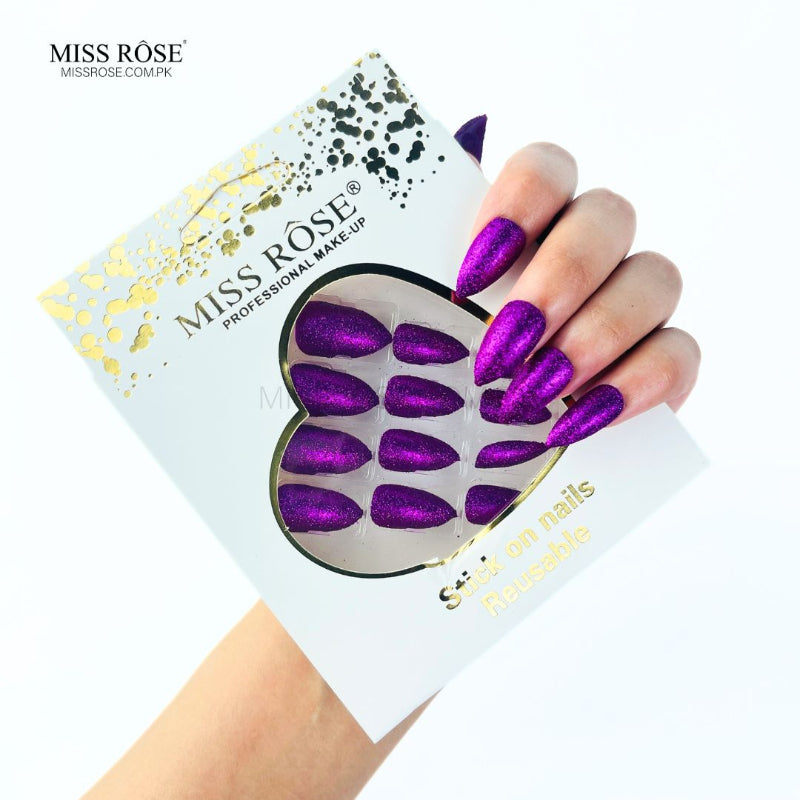 Miss Rose Glitter Chunk Stick-On Nails - Miss Rose Com Pk 