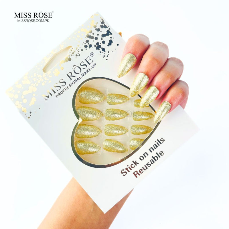Miss Rose Glitter Chunk Stick-On Nails - Miss Rose Com Pk 