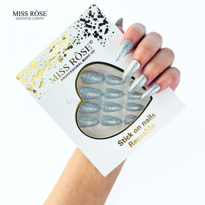 Miss Rose Glitter Chunk Stick-On Nails - Miss Rose Com Pk 