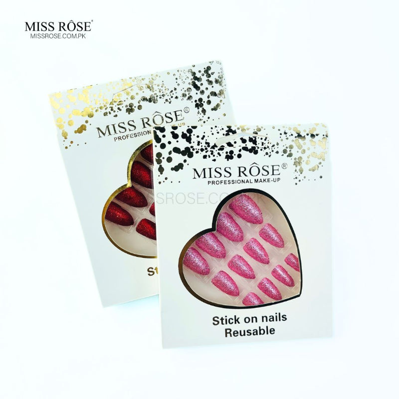 Miss Rose Glitter Chunk Stick-On Nails - Miss Rose Com Pk 