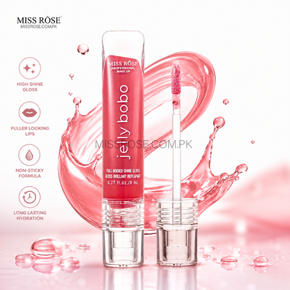 Miss Rose Jellyboo Lip Gloss for juicy glossy lips and a glass-shine finish | Miss Rose Com Pk