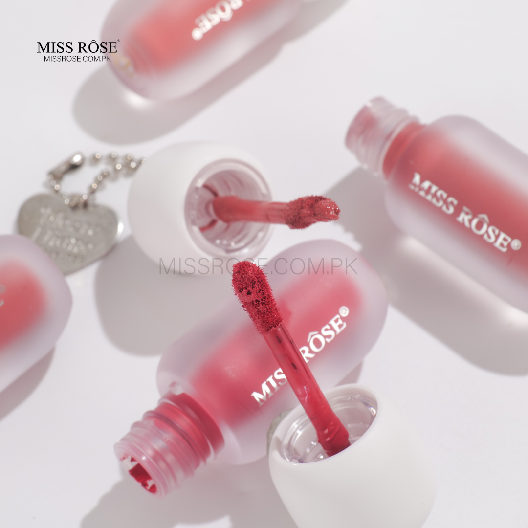 Miss Rose Mini Matte Lip Gloss cosmetic product shot on white background with elegant mini tube design | Miss Rose Com Pk 
