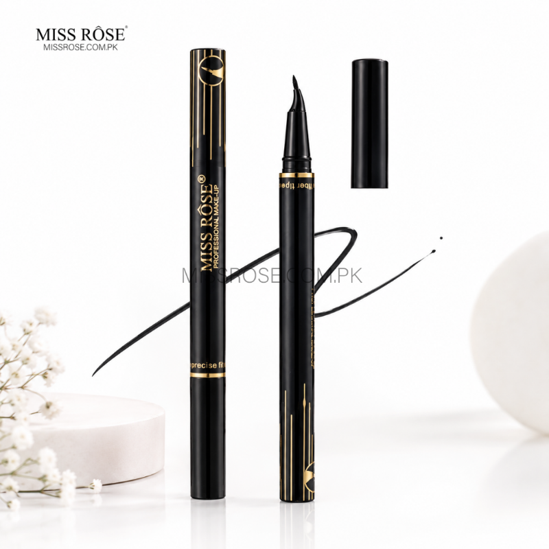 Miss Rose Professional black liquid eyeliner with precision applicator