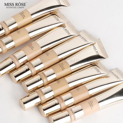 Miss Rose Com Pk -Miss Rose Silk Flawless Foundation bottle designed for lightweight, breathable everyday makeup