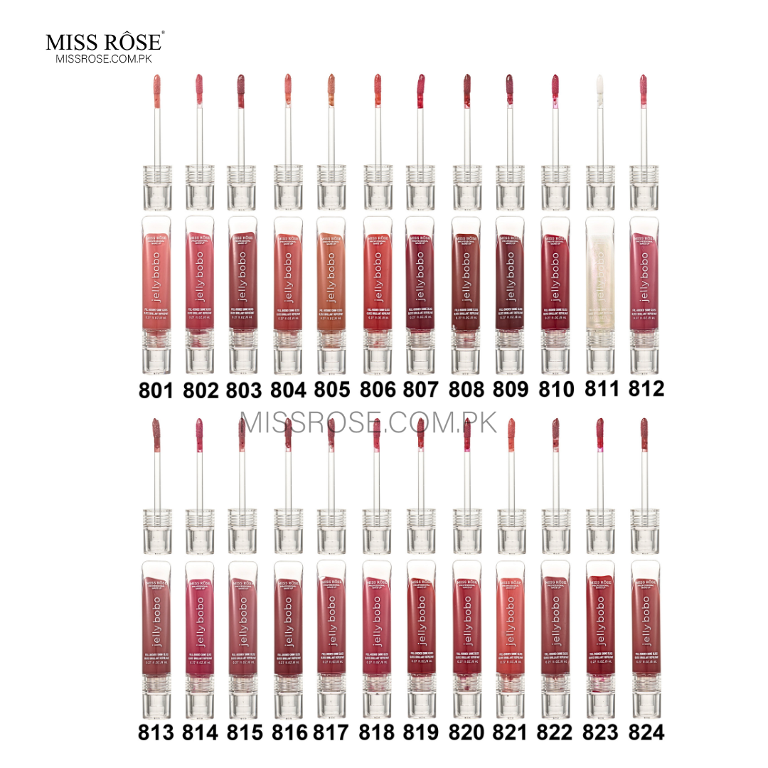 Pink Miss Rose Jellyboo Lip Gloss box with non-sticky lip gloss formula | Miss Rose Com Pk