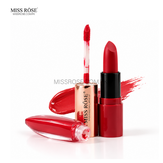 Miss Rose Dual-Ended Matte Lipstick & Lip Gloss - Miss Rose Com Pk
