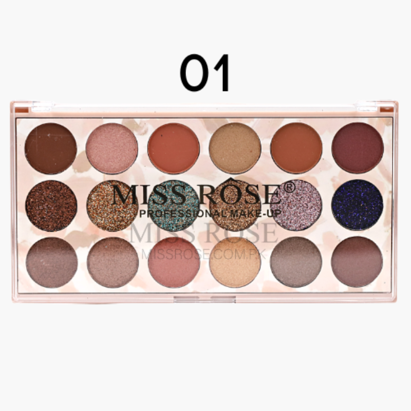 Miss Rose 12 color eyeshadow and 6 color glitter palette (12+6)