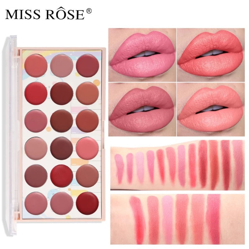 18 color Lipstick kit Miss Rose Com Pk