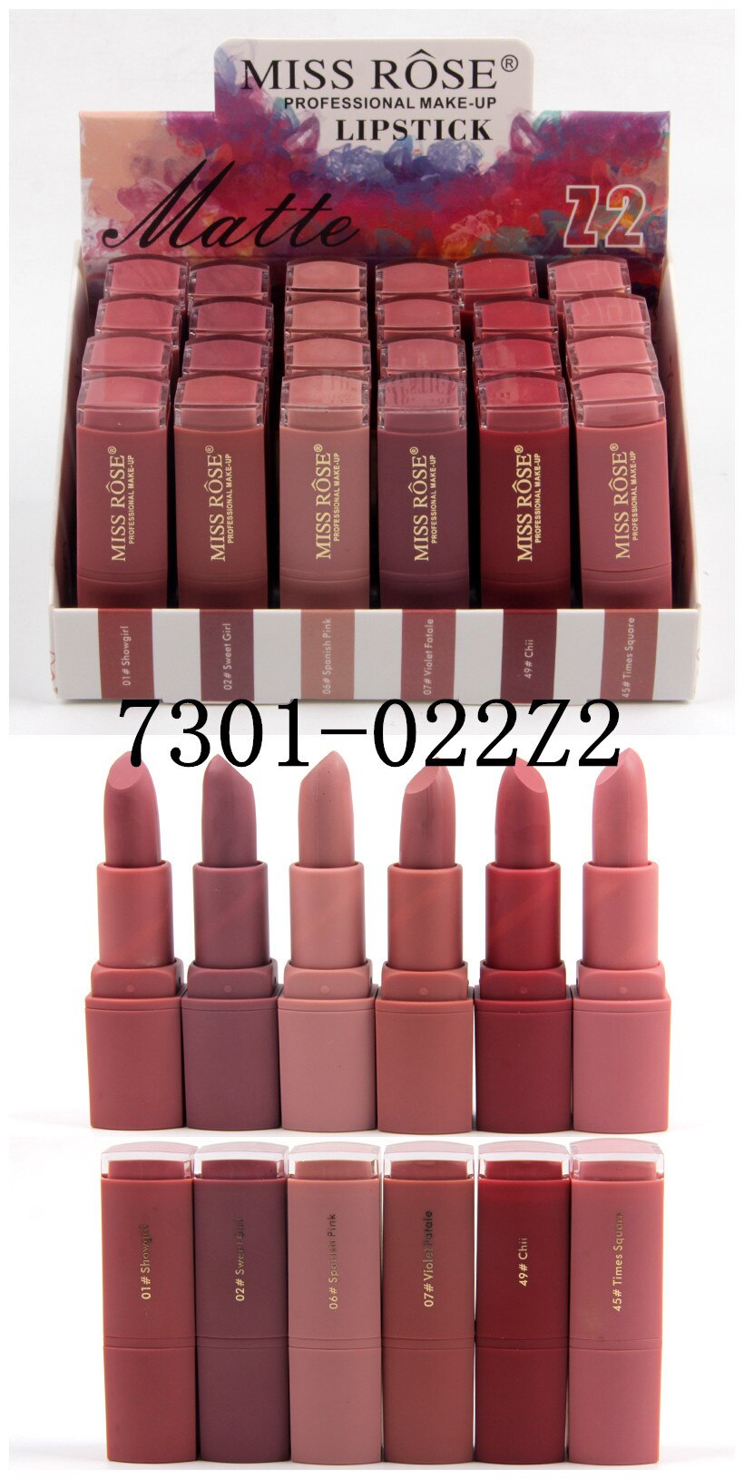 Miss Rose Com Pk - Set of 6 Matte Waterproof Lipsticks