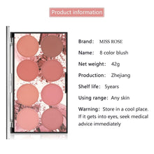 Load image into Gallery viewer, 8 Colors MISS ROSE Blush Palette