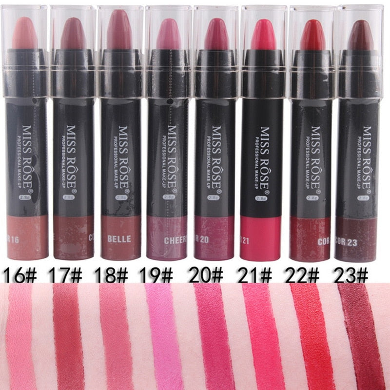 MISS ROSE Matte Lip Batom Crayon - Set of 8