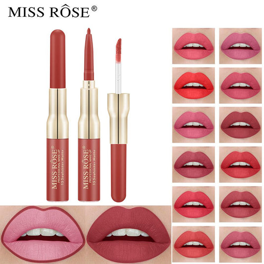 Miss Rose Matte lip Gloss + Liner 2 in 1