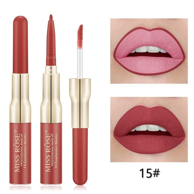 Miss Rose Matte lip Gloss + Liner 2 in 1