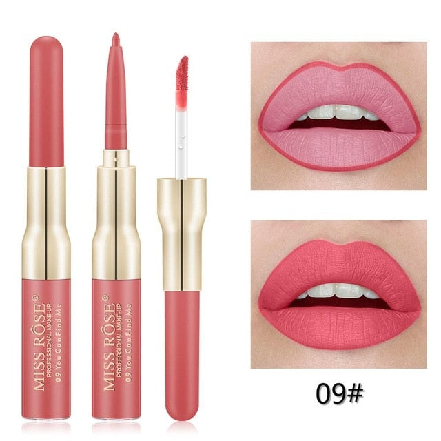 Miss Rose Matte lip Gloss + Liner 2 in 1