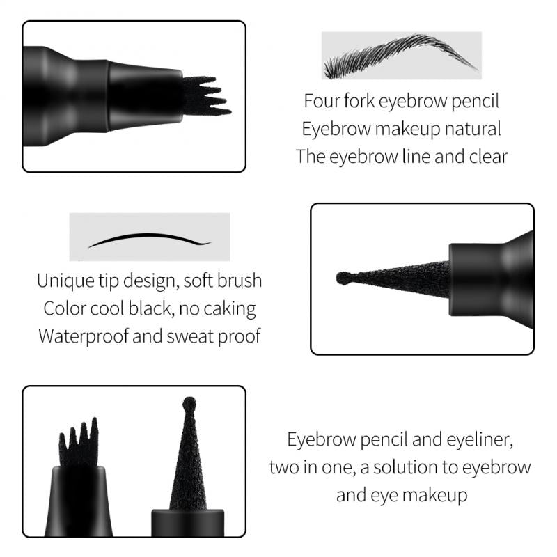 MISS ROSE Double Head 4 Fork Eyebrow Pencil 2 in 1 Black