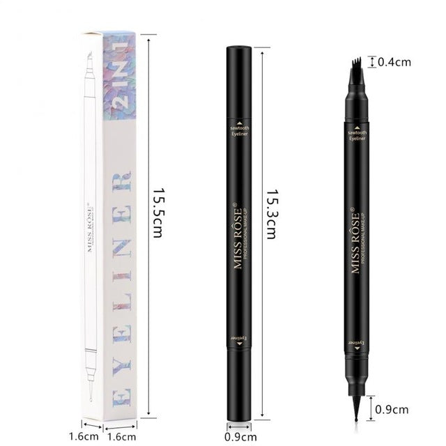 MISS ROSE Double Head 4 Fork Eyebrow Pencil 2 in 1 Black