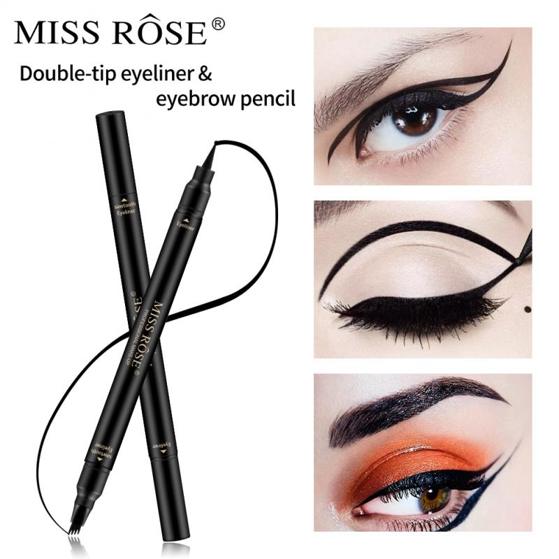 MISS ROSE Double Head 4 Fork Eyebrow Pencil 2 in 1 Black